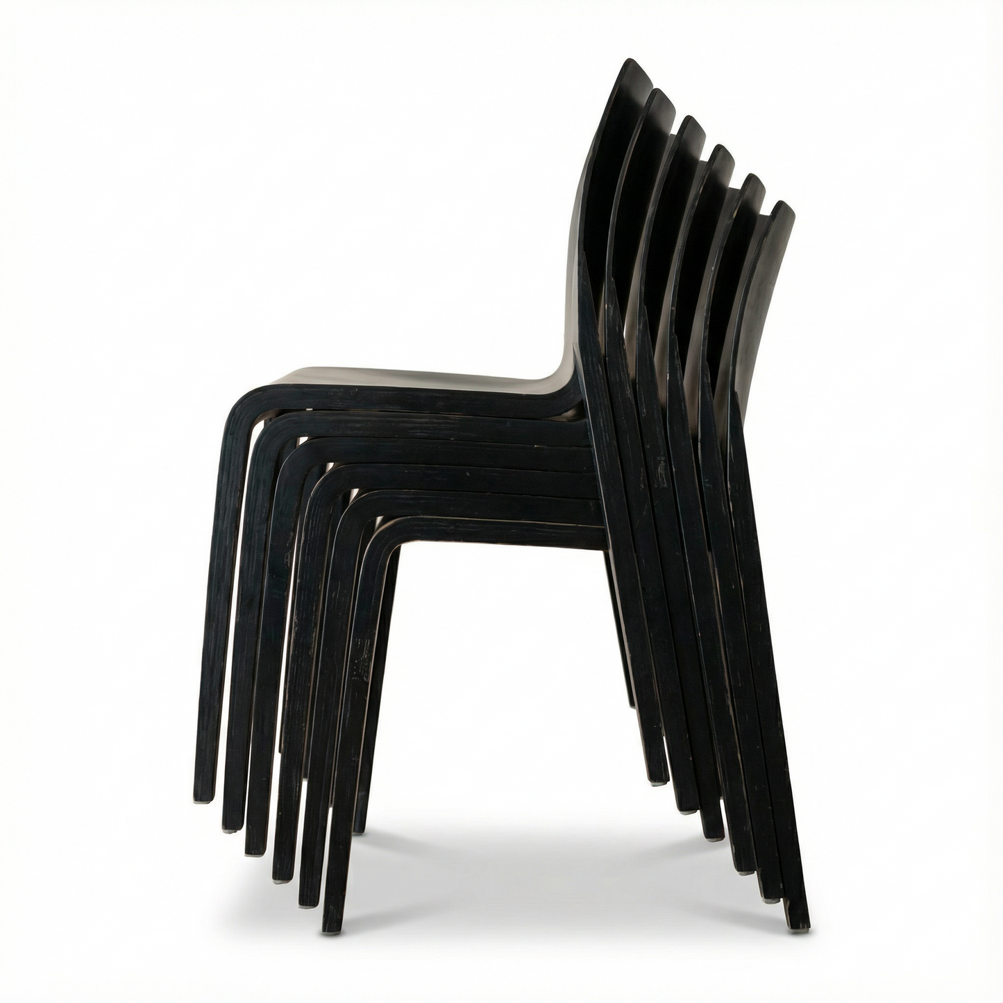 Set of 6 stackable Flow Chairs in Black Plywood