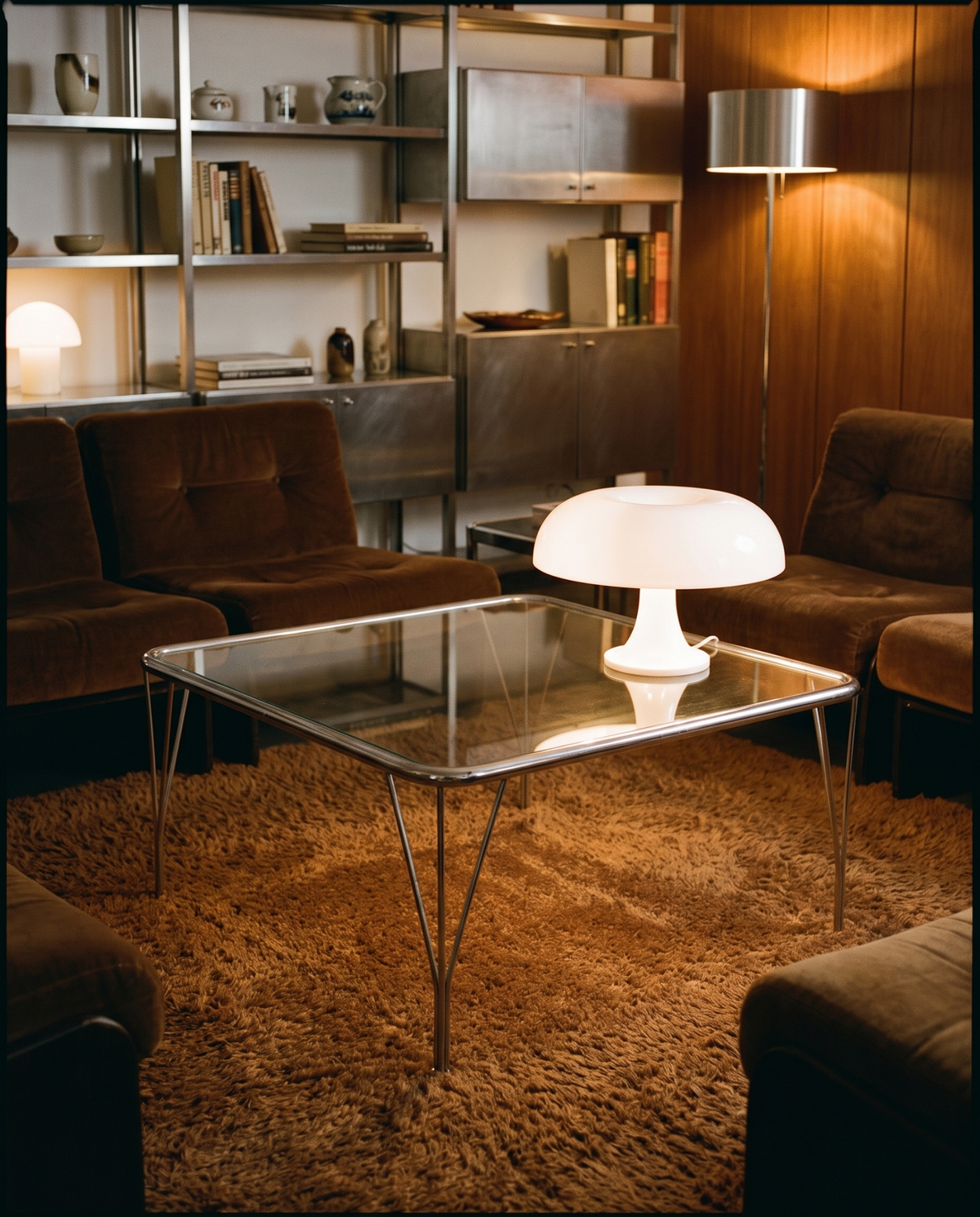 Vintage chrome and glass coffee table, Europe, 1970s