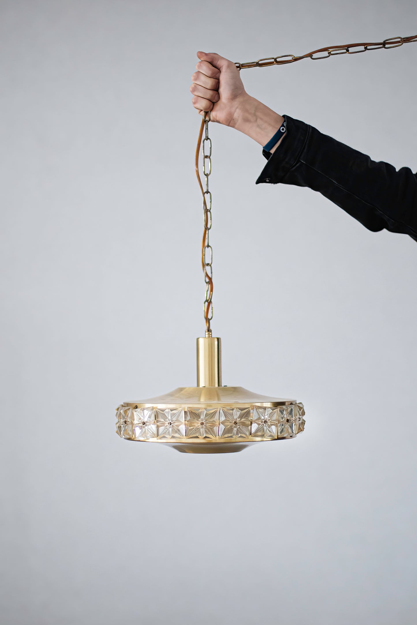 Vitrika Denmark brass hanging lamp, 1960