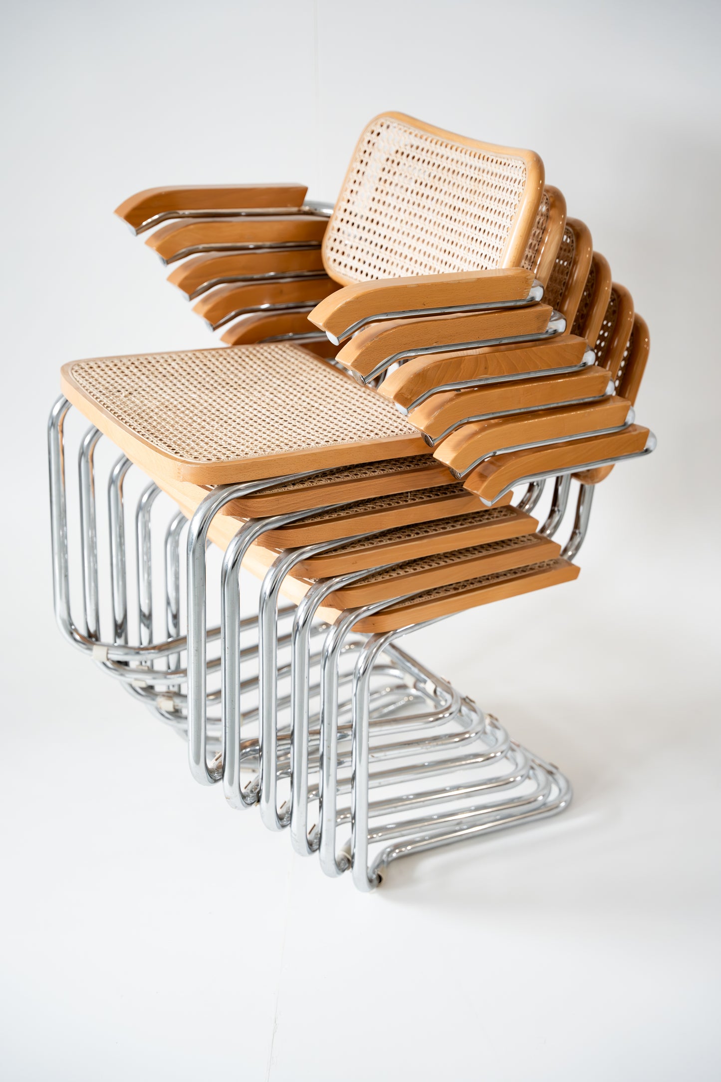 set of 6 Marcel Breuer Cesca stackable chairs