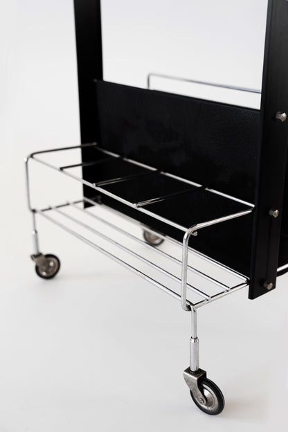 Cărucior de bar vintage cu suport de reviste, Germania – imagine 3