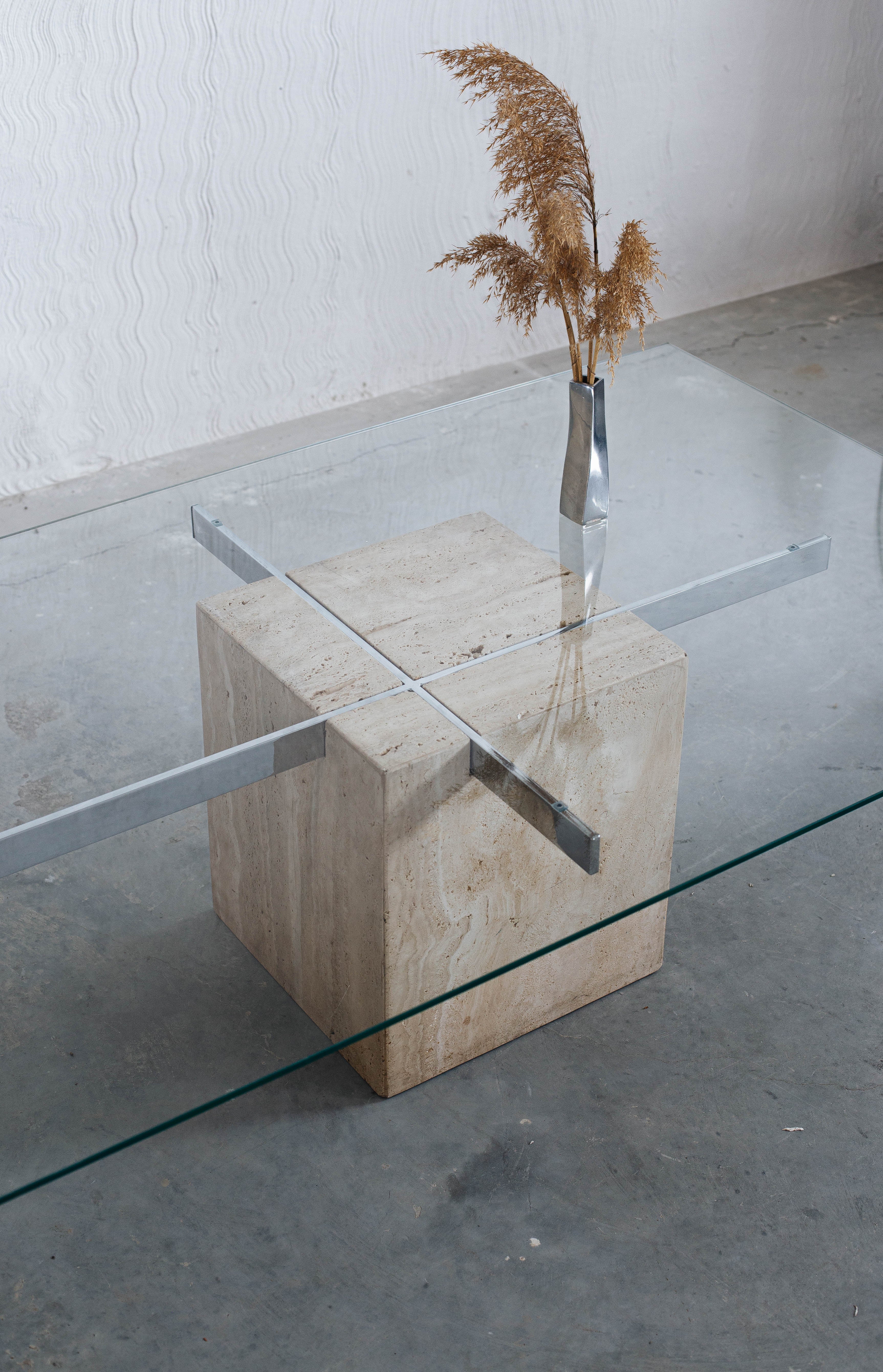 Glass chrome online coffee table