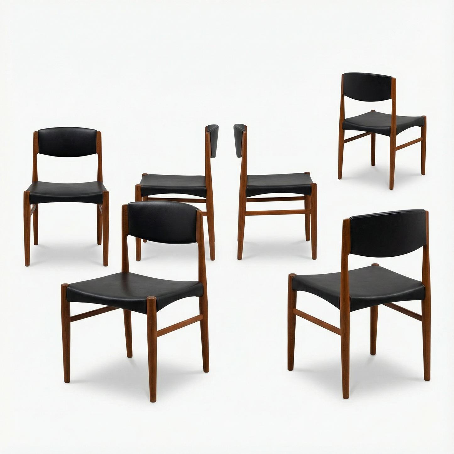 set of 6 teak and leather chairs - Grete Jalk for Glostrup