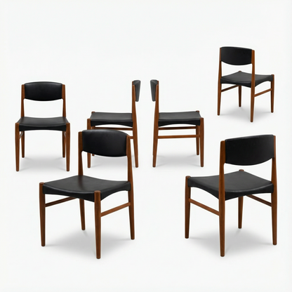 Set de 6 scaune Grete Jalk pentru Glostrup, tec și piele – imagine 2