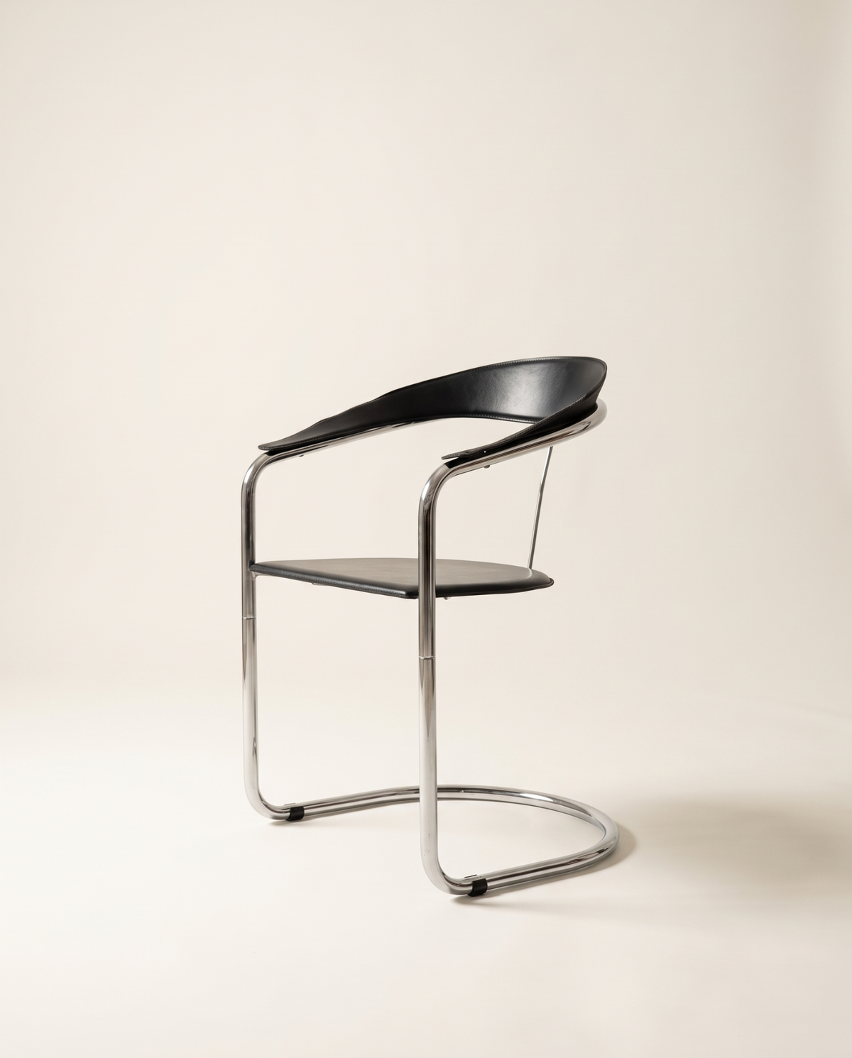 Canasta cantilever chair by Arrben, Italy, 1980s — chrome and black leather