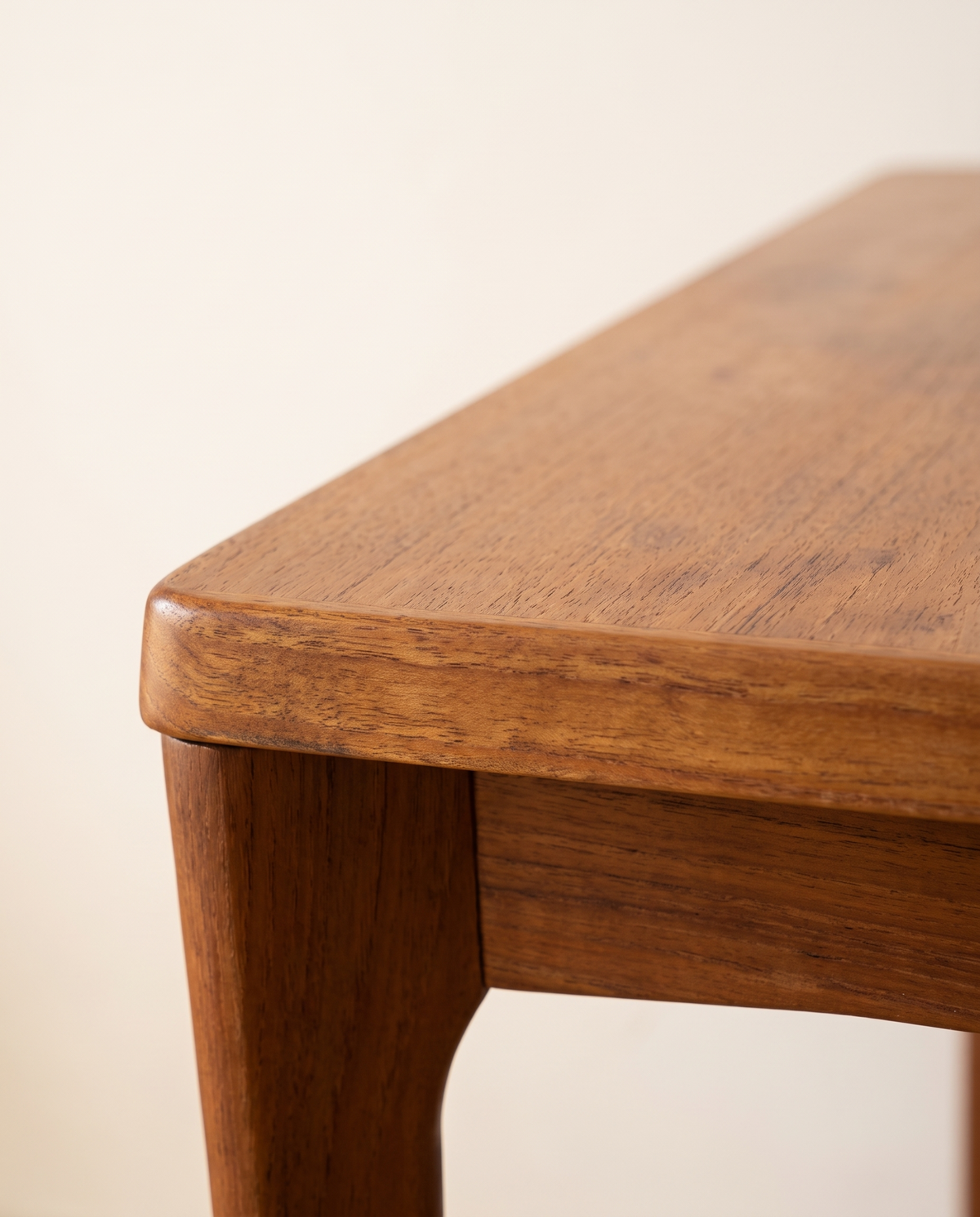Detail of restored Danish teak dining table