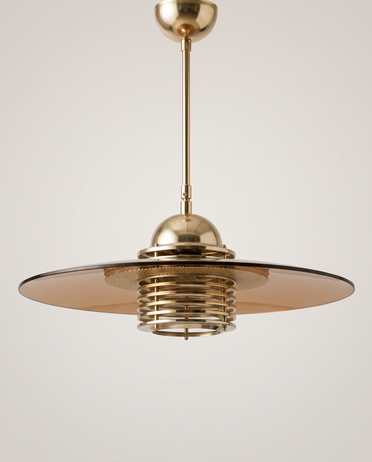 Side view of Belid smoke glass pendant