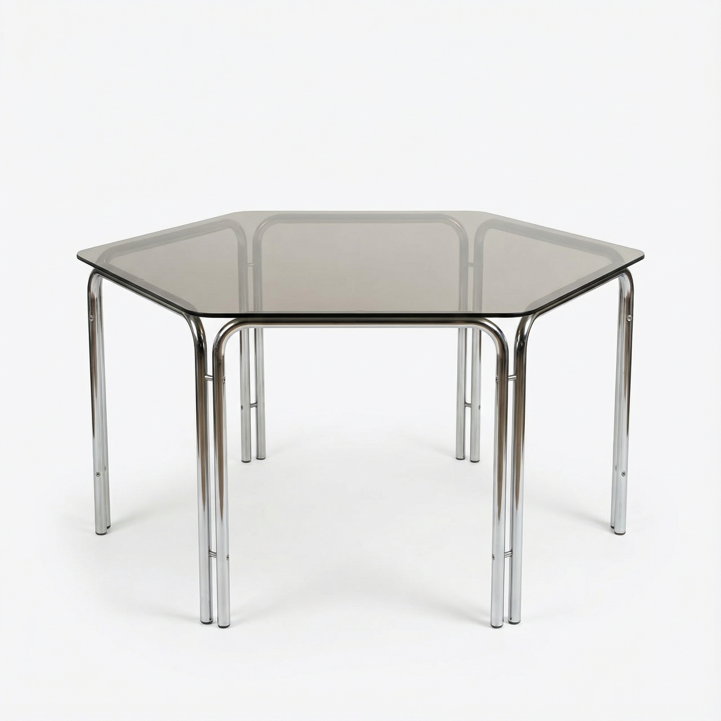 Hexagonal Smoked Glass Dining Table, Italy, 1970s