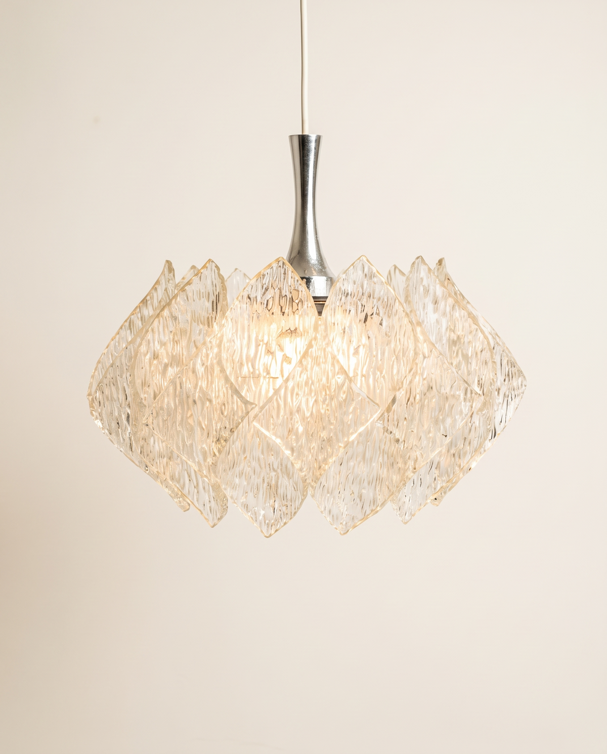 Detail of faceted plexiglas chandelier by ME Marbach