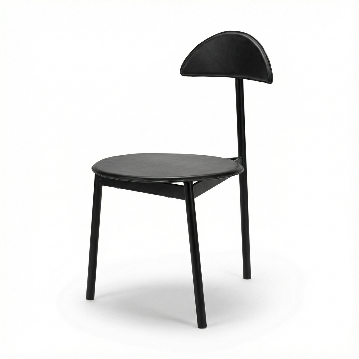 Set de 3 scaune Linea Veam din metal și piele neagră