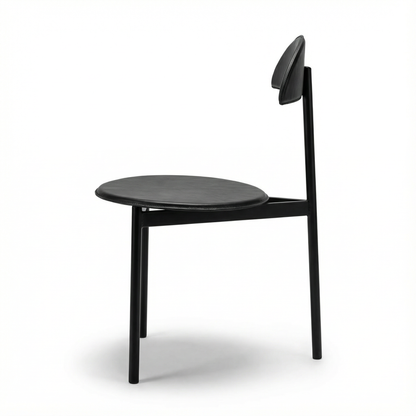 Set de 3 scaune Linea Veam din metal și piele neagră – imagine 3
