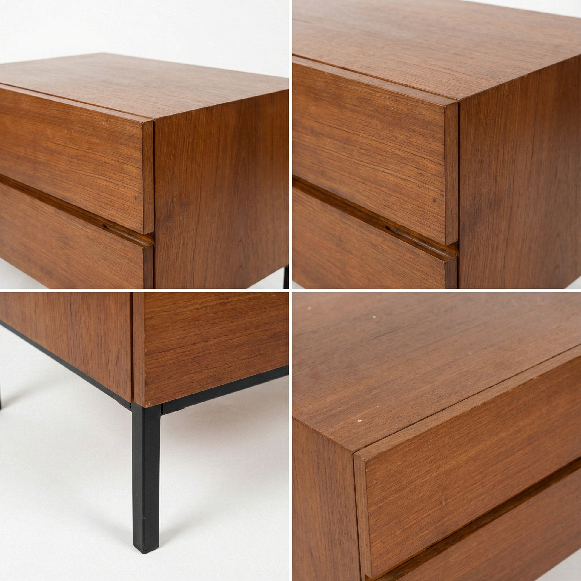 vintage German teak chest of drawers and matching nightstands set