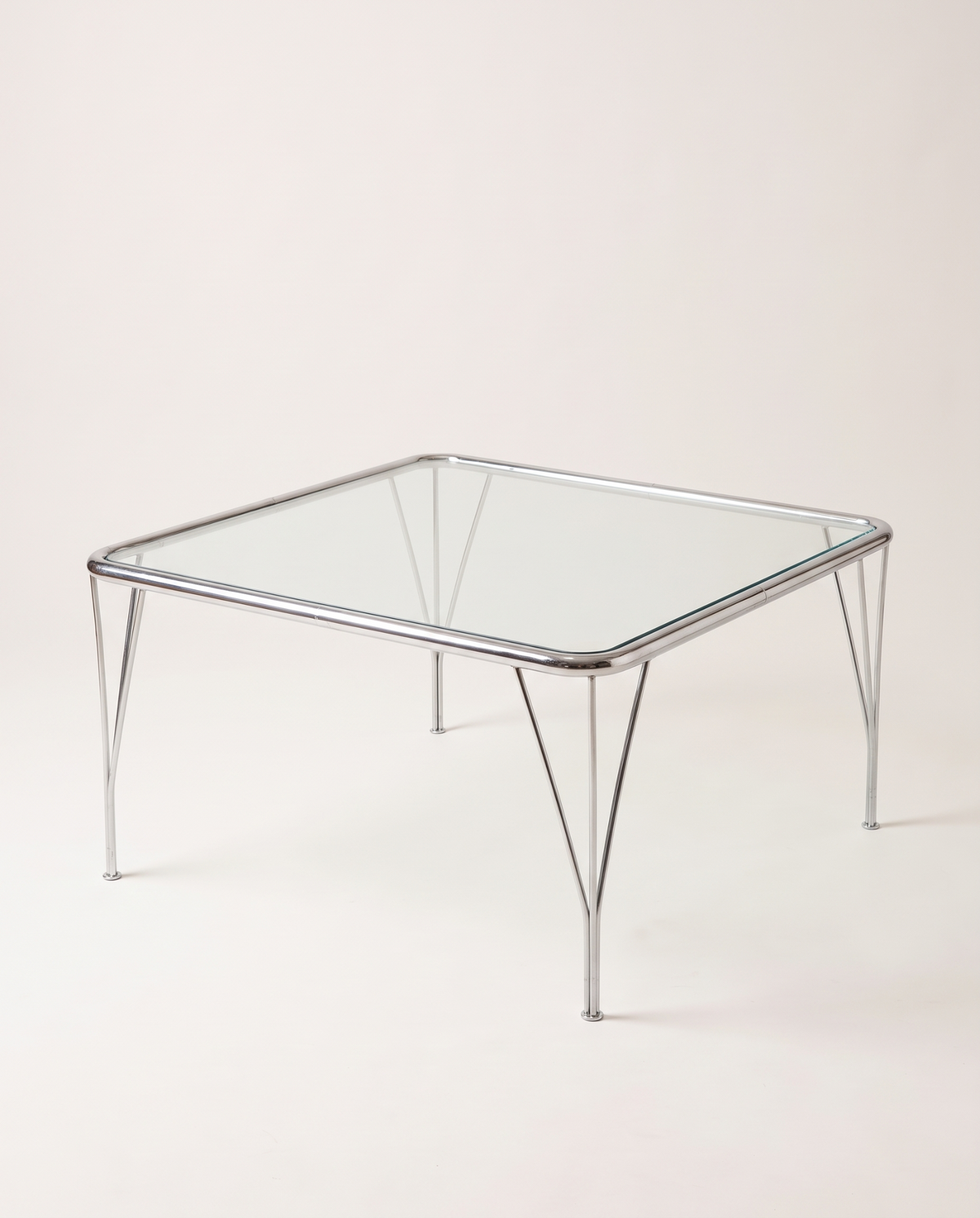 Chrome frame and glass coffee table, European vintage