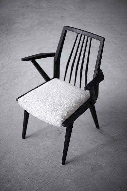 Scaun Casala Modell din fag negru și stofă bouclé – imagine 7